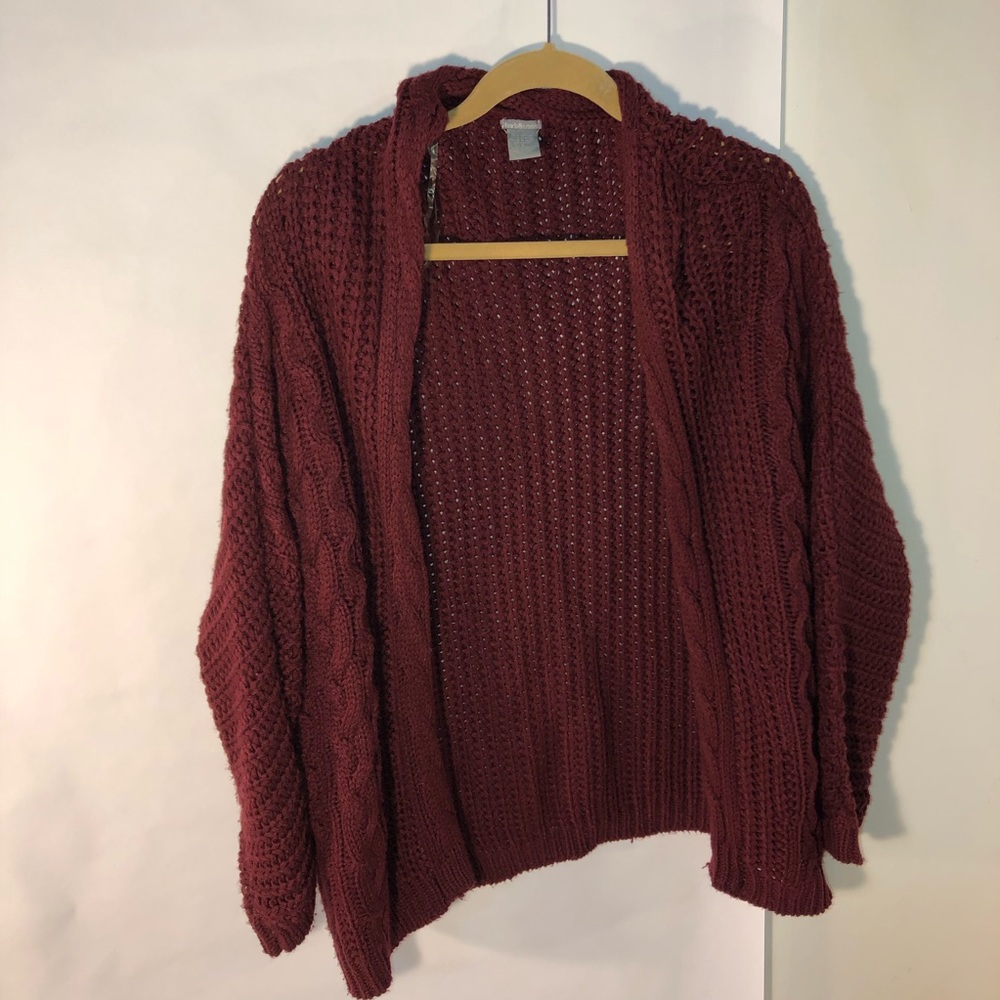 Maroon knit cardigan